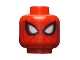 Part No: 3626cpb2265  Name: Minifigure, Head Alien with Spider-Man Dark Red Webbing, Large White Eyes with Metallic Light Blue Edges and Black Borders Pattern - Hollow Stud