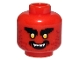 Part No: 3626cpb2573  Name: Minifigure, Head Alien with Black Bushy Eyebrows, Yellow Eyes, Dark Red Stubble, Open Mouth Smile with White Teeth Pattern - Hollow Stud