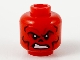 Part No: 3626cpb2637  Name: Minifigure, Head Alien with Black and Dark Red Contour Lines, Nose Hole / Nasal Cavity, and Scowl with White Teeth Pattern - Hollow Stud