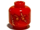 Part No: 3626pb0767  Name: Minifigure, Head Orange Eyebrows and Eyes, Dark Red and Gold Scar and Flames Fire Energy, Angry Frown Pattern