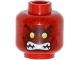Part No: 3626pb1130  Name: Minifigure, Head Alien with Yellow Eyes, Dark Red Wrinkles, Bared Teeth Pattern