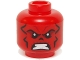 Part No: 3626pb1135  Name: Minifigure, Head Alien with Black and Dark Red Contour Lines, Nose Hole / Nasal Cavity, and White Bared Teeth Pattern