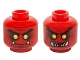 Part No: 3626pb1488  Name: Minifigure, Head Dual Sided Alien Black Eyebrows, Yellow Eyes, Dark Red Spots, 2 Fangs, Closed Mouth / Open Mouth Teeth Pattern