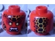 Part No: 3626pb1672  Name: Minifigure, Head Alien Lava Monster with Yellow Eyes, Black Rocks, and Open Mouth with Fangs Pattern