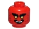 Part No: 3626pb2573  Name: Minifigure, Head Alien with Black Bushy Eyebrows, Yellow Eyes, Dark Red Stubble, Open Mouth Smile with White Teeth Pattern
