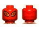 Part No: 3626pb2623  Name: Minifigure, Head Alien with Large Gold Eyes with Black Outline, Dark Red Lines on Back Pattern