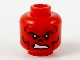 Part No: 3626pb2637  Name: Minifigure, Head Alien with Black and Dark Red Contour Lines, Nose Hole / Nasal Cavity, and Scowl with White Teeth Pattern