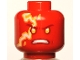 Part No: 3626pb2641  Name: Minifigure, Head Alien with Bright Light Orange Eyes, Dark Red Eyebrows, White Bared Teeth, and Electricity Pattern