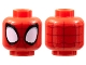 Part No: 3626pb2951  Name: Minifigure, Head Alien with Spider-Man Dark Red Webbing, Large White Eyes with Light Bluish Gray Edges and Black Borders Pattern