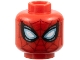 Part No: 3626pb3865  Name: Minifigure, Head Alien with Spider-Man Dark Red Webbing, Large White Eyes with Metallic Light Blue Edges, Black and Dark Silver Borders Pattern
