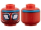 Part No: 3626pb3945  Name: Minifigure, Head Alien with Spider-Man Large White Diamond Eyes with Dark Azure Borders and Headband, Webbing and Highlights on Dark Red Background Pattern