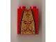 Part No: 3678bpb021  Name: Slope 65 2 x 2 x 2 with Bottom Tube with Minifigure Dress / Skirt / Robe, Gold Panel with Dark Red Trim and Background Pattern