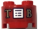 Part No: 3941pb59  Name: Brick, Round 2 x 2 with Axle Hole with Gold Letter T and B and Writing on White Square Pattern (Sticker) - Set 41714