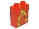 Part No: 4066pb052  Name: Duplo, Brick 1 x 2 x 2 with Fire Pattern