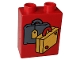 Part No: 4066pb079  Name: Duplo, Brick 1 x 2 x 2 with Dark Gray and Yellow Suitcases Pattern