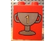 Part No: 4066pb107  Name: Duplo, Brick 1 x 2 x 2 with Trophy Cup Number 1, Dark Gold Pattern