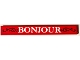 Part No: 4162pb318  Name: Tile 1 x 8 with Black Filigree and White 'BONJOUR' Pattern (Sticker) - Gear 854011
