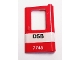 Part No: 4182pb074  Name: Door 1 x 4 x 5 Train Right, Thin Support at Bottom with White Stripe and 'DSB 7745' Pattern (Sticker) - Set 7745