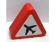 Part No: 42025pb05  Name: Duplo, Brick 1 x 3 x 2 Triangle Road Sign with Black Airplane on White Pattern (Sticker) - Set 7840