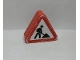 Part No: 42025pb12  Name: Duplo, Brick 1 x 3 x 2 Triangle Road Sign with Construction Worker Pattern (Sticker) - Sets 9207 / 9211