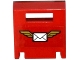 Part No: 4346pb32  Name: Container, Box 2 x 2 x 2 Door with Slot with Envelope with Wings on Red Background Pattern  (Sticker) - Set 60100