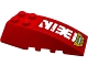 Part No: 43712pb076  Name: Wedge 6 x 4 Triple Curved with Gold Armor Plate, White and Medium Azure Light and Ninjago Logogram Letter K and N Pattern (Sticker) - Set 71830
