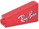 Part No: 4460bpb016R  Name: Slope 75 2 x 1 x 3 - Hollow Stud with White and Black Script 'Ray-Ban' Logo Pattern Model Right Side (Sticker) - Set 77242