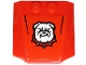 Part No: 45677pb124  Name: Wedge 4 x 4 x 2/3 Triple Curved with White Bulldog with Spiked Collar and Black Stripes on Red Background Pattern (Sticker) - Set 60243