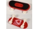 Part No: 45917c01pb04  Name: Minifigure, Utensil Skateboard with Mag Wheel Holders and White Mag Wheels with Black Surface and White Triangular Logo Pattern (Stickers) - Set 3535