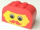Part No: 4744px15  Name: Slope, Curved 4 x 2 x 2 Double with 4 Studs with Yellow Face with Eyes and Moustache Pattern