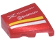 Part No: 5093pb014  Name: Wedge 2 x 2 x 2/3 Right with White 'DXC TECHNOLOGY' and 'Bitdefender' Logo and Curved Yellow Stripe Pattern (Sticker) - Set 77242