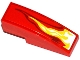 Part No: 50950pb077R  Name: Slope, Curved 3 x 1 with White, Yellow and Dark Red Flame Pattern Model Right Side (Sticker) - Set 70727