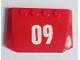 Part No: 52031pb128  Name: Wedge 4 x 6 x 2/3 Triple Curved with White '09' on Red Background Pattern (Sticker) - Set 60110