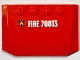 Part No: 52031pb203  Name: Wedge 4 x 6 x 2/3 Triple Curved with Fire Logo Badge and White 'FIRE 70813' Pattern (Sticker) - Set 70813