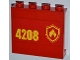 Part No: 60581pb013L  Name: Panel 1 x 4 x 3 with Side Supports - Hollow Studs with Yellow and Red Fire Logo Badge and '4208' on Left Pattern (Sticker) - Set 4208