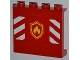 Part No: 60581pb014  Name: Panel 1 x 4 x 3 with Side Supports - Hollow Studs with Yellow and Red Fire Logo Badge and Red and White Danger Stripes Pattern (Sticker) - Set 4208