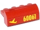 Part No: 6081pb016L  Name: Slope, Curved 2 x 4 x 1 1/3 with 4 Recessed Studs with Yellow '60061' and Airplane Pattern Model Left Side (Sticker) - Set 60061