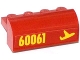 Part No: 6081pb016R  Name: Slope, Curved 2 x 4 x 1 1/3 with 4 Recessed Studs with Yellow '60061' and Airplane Pattern Model Right Side (Sticker) - Set 60061