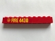 Part No: 6111pb031  Name: Brick 1 x 10 with Yellow Fire Logo Badge and 'FIRE 4430' Pattern (Sticker) - Set 4430