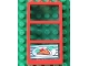 Part No: 6160c03pb08  Name: Window 1 x 4 x 6 Frame with 3 Panes, Fixed Glass with Trans-Light Blue Glass with Pizza Pointing Left Pattern (Sticker) - Set 4556