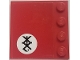 Part No: 6179pb160R  Name: Tile, Modified 4 x 4 with Studs on Edge with Black Stylized Ninjago Logogram 'KAI' in White Circle Pattern Model Right Side (Sticker) - Set 70615