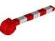Part No: 6406bpb01  Name: Duplo, Train Crossing Gate Crossbar with Small Handle with White Stripes Pattern