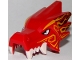 Part No: 65428pb01  Name: Dragon Head (Ninjago) Jaw Upper with Four White Teeth per Side with White Eyes and Bright Light Orange and Dark Red Markings Pattern
