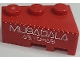 Part No: 6565pb19  Name: Wedge 3 x 2 Left with White 'MUBADALA ABU DHABI' on Red Background Pattern (Sticker) - Set 8157
