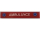 Part No: 6636pb213  Name: Tile 1 x 6 with White 'AMBULANCE' and Two Blue EMT Star of Life Logos on Red Background Pattern (Sticker) - Set 60179