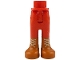 Part No: 67072c00pb021  Name: Mini Doll Hips and Trousers with Back Pockets with Molded Dark Orange Lower Legs / Boots and Printed Tan Laces Pattern - Thin Hinge