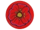 Part No: 67095pb131  Name: Tile, Round 3 x 3 with Poppy Flower, Dark Pink Petal Edges with Gold Centre and Stamens Pattern (Sticker) - Set 75691