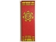 Part No: 69729pb198  Name: Tile 2 x 6 with Flag with Gathers, Gold Hems and Circle Symbol Pattern (Sticker) - Set 71818