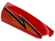 Part No: 7205pb001  Name: Slope, Curved 4 x 1 Right with Bright Light Orange Checkered Lightning Bolt with Black and White Zigzag Stripe Pattern