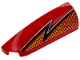 Part No: 7206pb001  Name: Slope, Curved 4 x 1 Left with Bright Light Orange Checkered Lightning Bolt with Black and White Zigzag Stripe Pattern